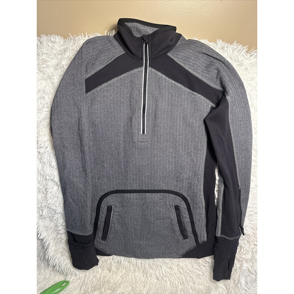 Ivivva by LULULEMON Quarter Zip Jacket 69918 Size 14 Black & Gray (#1)